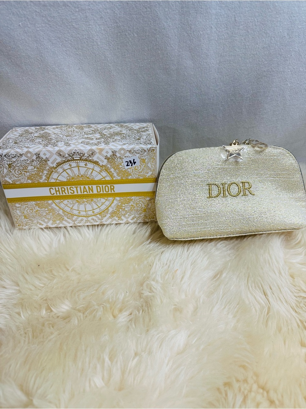 💕Dior Metallic Gold Cosmetic Pouch